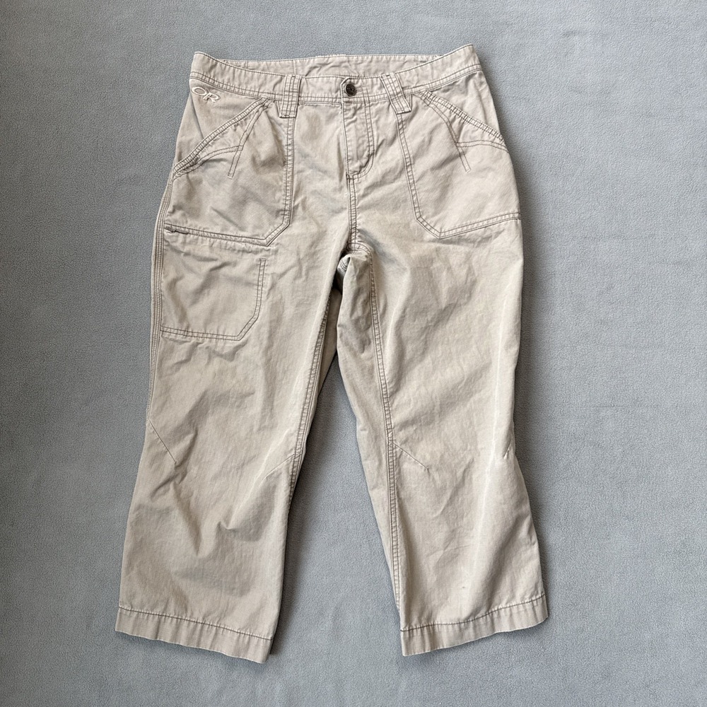 Outdoor Research‎ Ripstop Pants Womens 8 Taupe Cotton Cargo 21" Crop Hiking